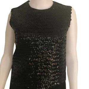 Vintage 1960s Stephen O'Grady Black Sequined Sleeveless Top  Size Small Classy